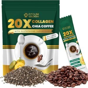 Fitgum Collagen 20X Chia 11 in 1 Shape Coffee Mix, Fitgum Collagen Chia Coffee Mix, Whitening Coffeemix - 12g x 10pcs (1)